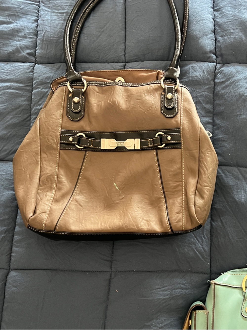 Rosetti Two-Tone Brown Shoulder Bag with Dark Trim
